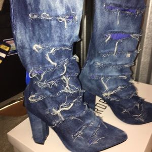 Denim boots